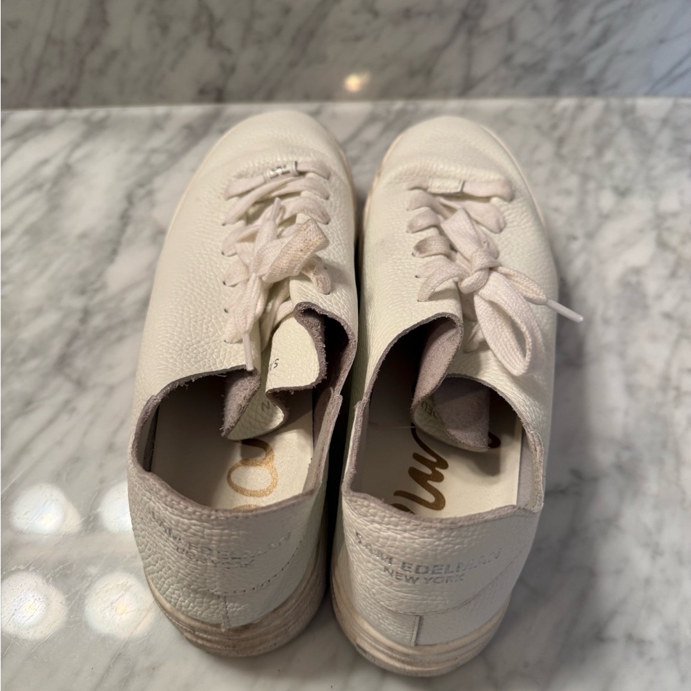 Sam Edelman White Leather Platform Sneakers Lace Up Casual Shoes Size 8 - Picture 9 of 10